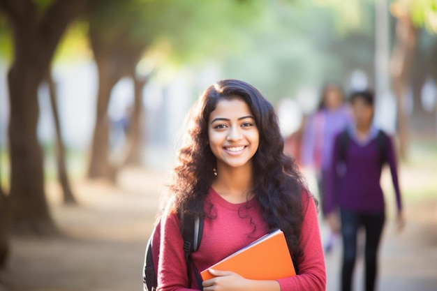 a woman is smiling while holding a book