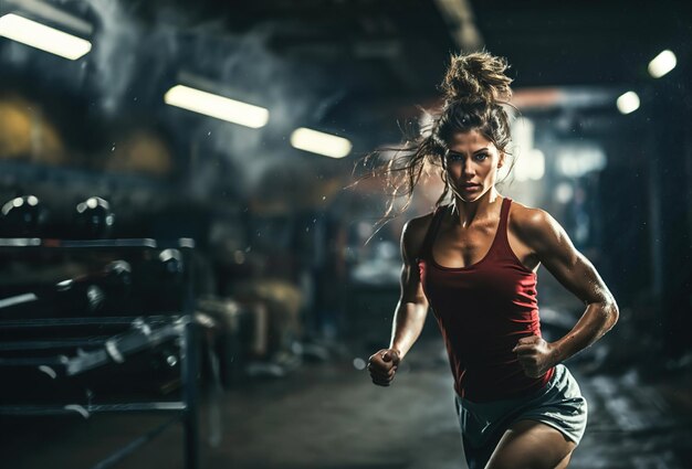 A woman is training in a boxing ring