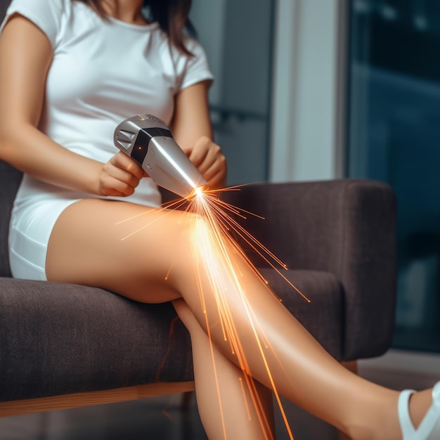 A woman is using a torch to make a sparkler.