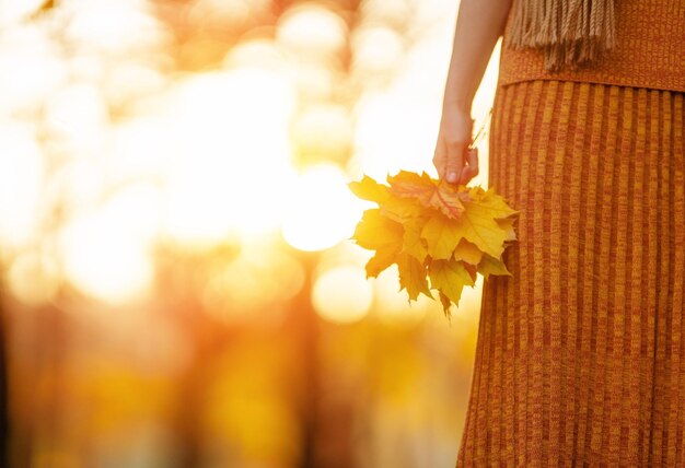 Woman is walking in the park