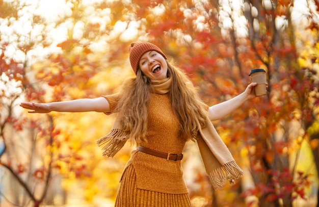 Woman is walking in the park