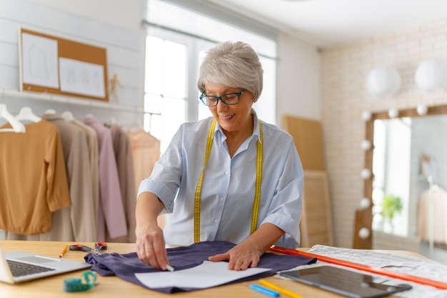 Woman is working at workshop