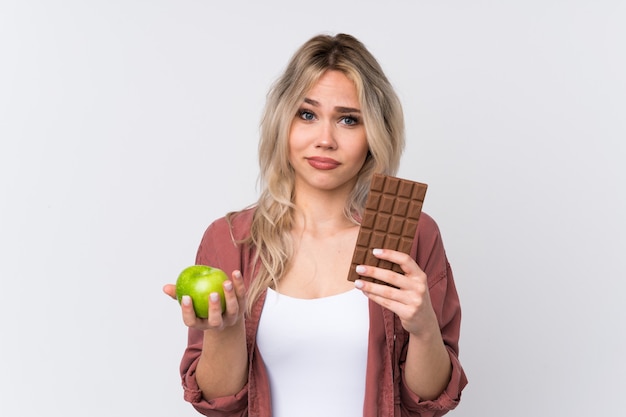 Woman over isolated background