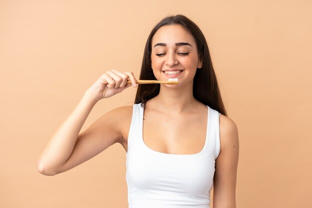 Woman over isolated background