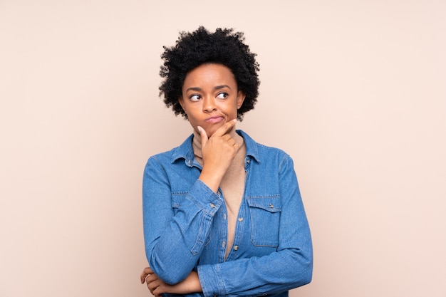 Woman over isolated background