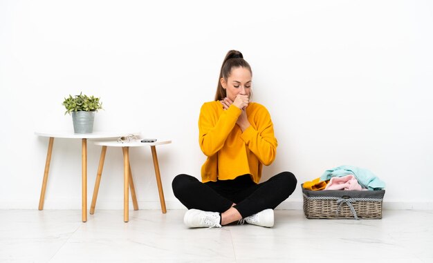 Woman over isolated background