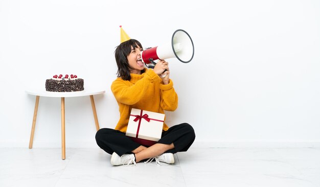 Woman over isolated background