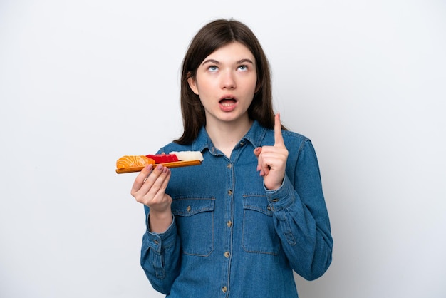 Woman over isolated background