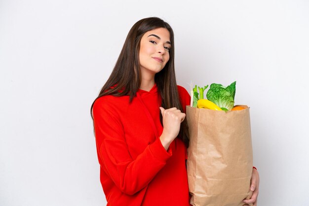 Woman over isolated background