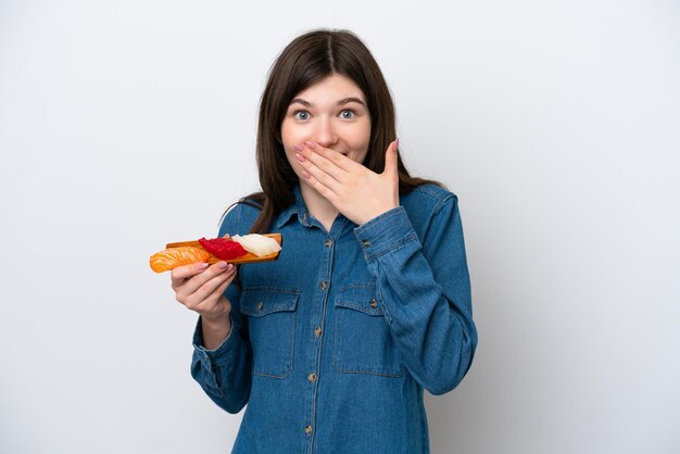 Woman over isolated background