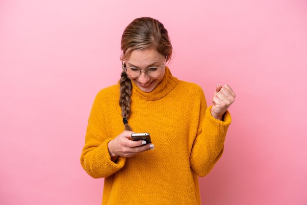 Woman over isolated background