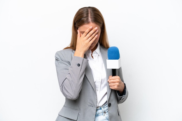 Woman over isolated background