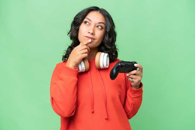 Woman over isolated background