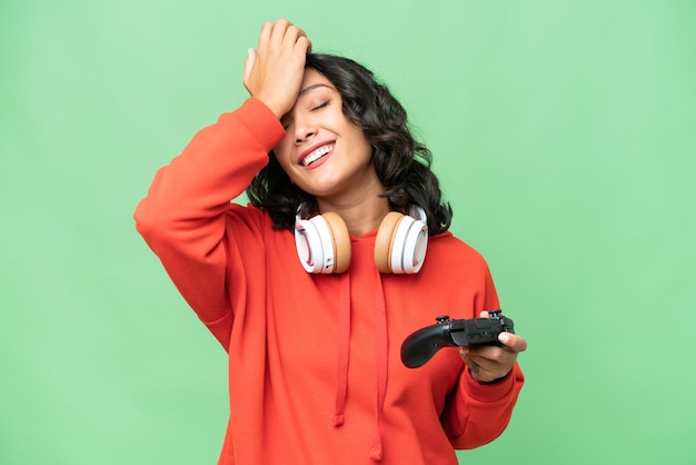 Woman over isolated background