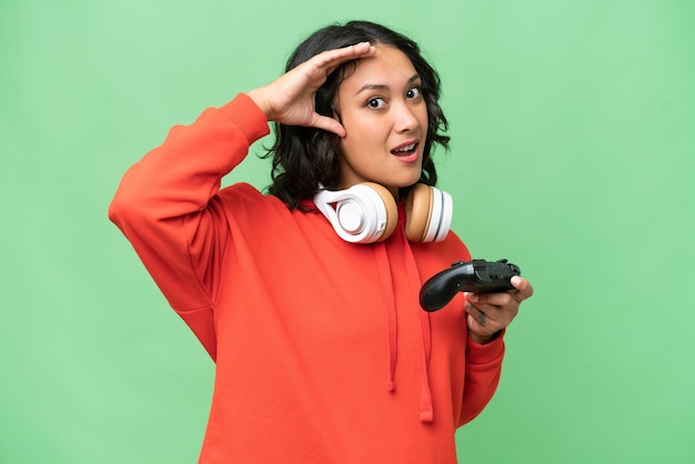 Woman over isolated background