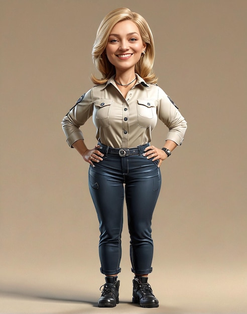 Photo a woman in jeans and a shirt