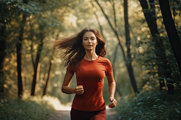 Woman jogging in forest