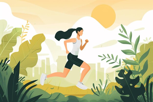 Photo woman jogging outdoors in the park