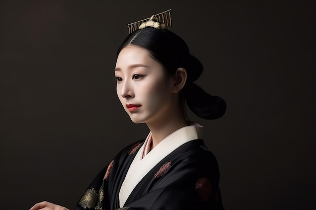 A woman in a kimono with a red sash