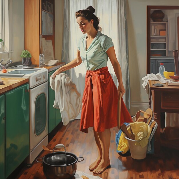 Foto donna in cucina vita domestica