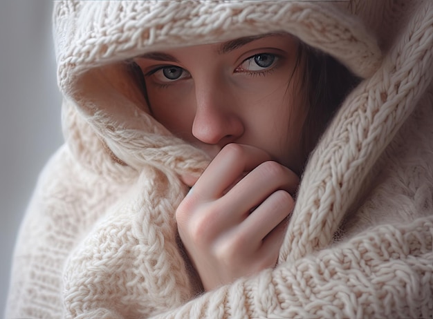 Woman in knitted sweater