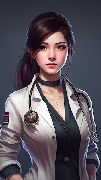 Photo a woman in a lab coat with a stethoscope on her neck.