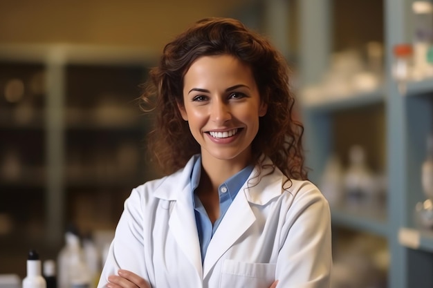 A woman in a lab coat