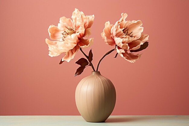 Foto donna con un guanto di pizzo con un fiore di peonia rosa secco