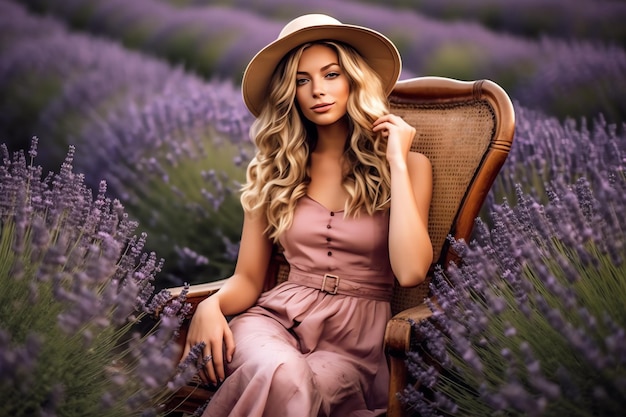 A woman in a lavender field