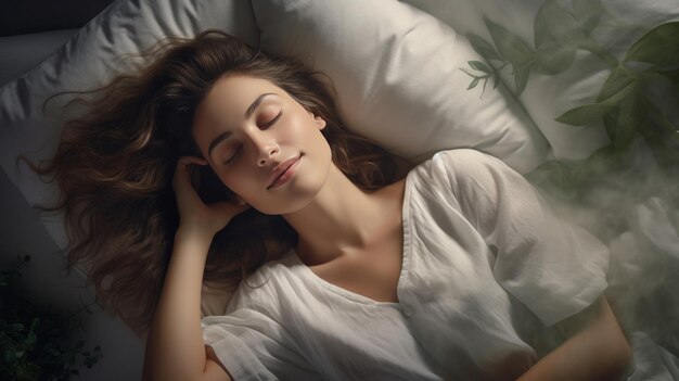 Woman Laying in Bed With Flowers