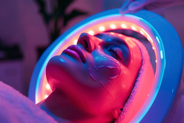 Woman Laying in Bed With Light on Head