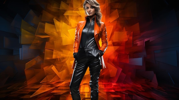 Woman in leather outfit