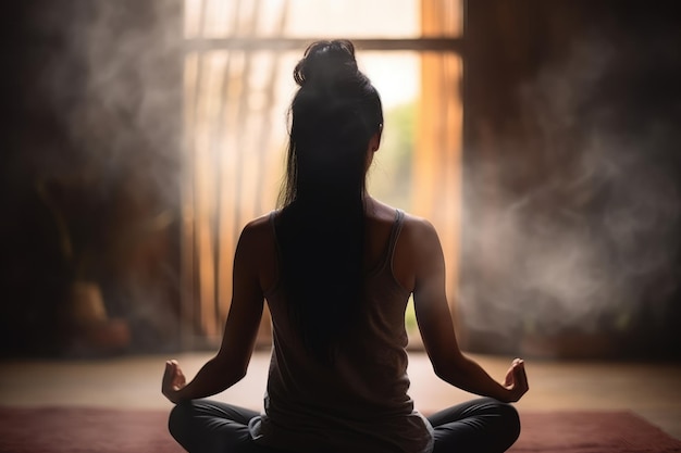 woman lifestyle balanced practicing meditate and zen AI