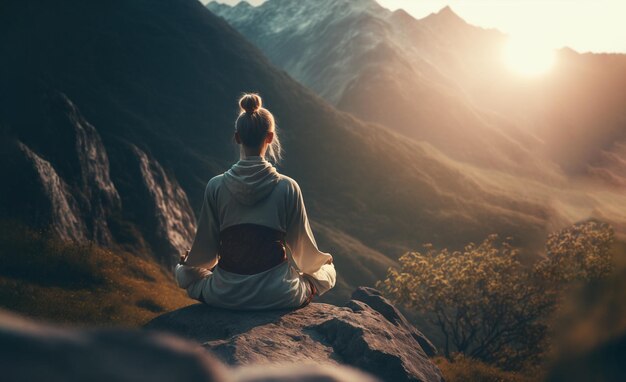 Photo woman lifestyle balanced practicing meditate and zen energy yoga