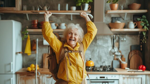 a woman lifting a bar in the air