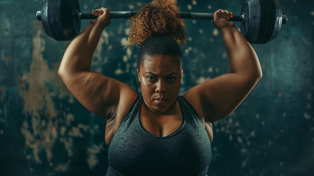 a woman lifting a barbell with her arms