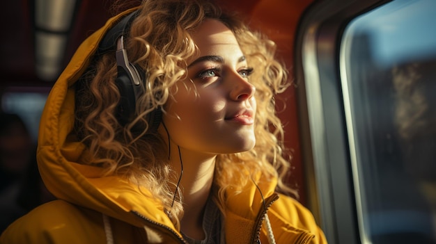Foto donna che ascolta musica hobby stile di vita