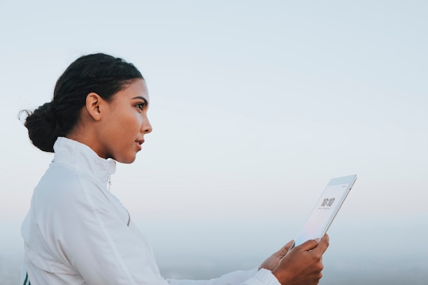 Woman looking at her phone