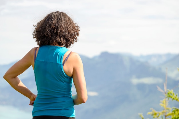 Woman looking at mountains