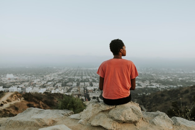 Woman looking out over the city