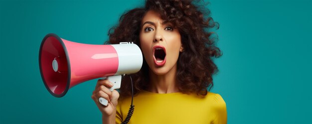 A woman loud amusement for loudspeaker