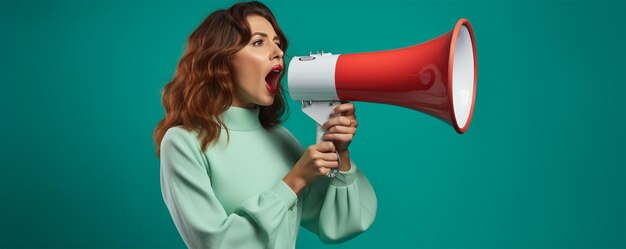 Photo a woman loud amusement for loudspeaker