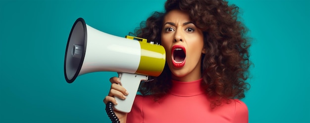 A woman loud amusement for loudspeaker