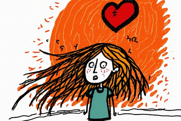 Woman love problem mental health concept cartoon doodle