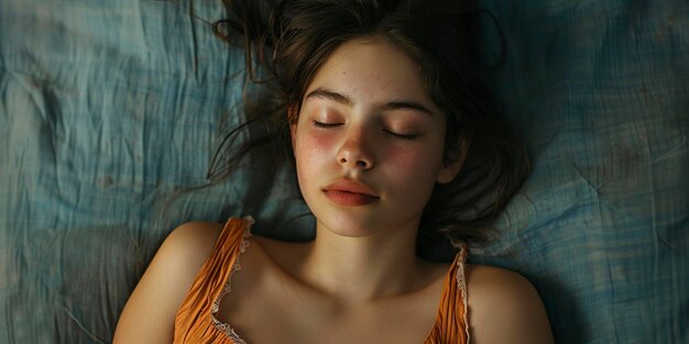 woman lying in bed eyes shut resting peacefully