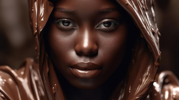 Woman made from dark chocolate