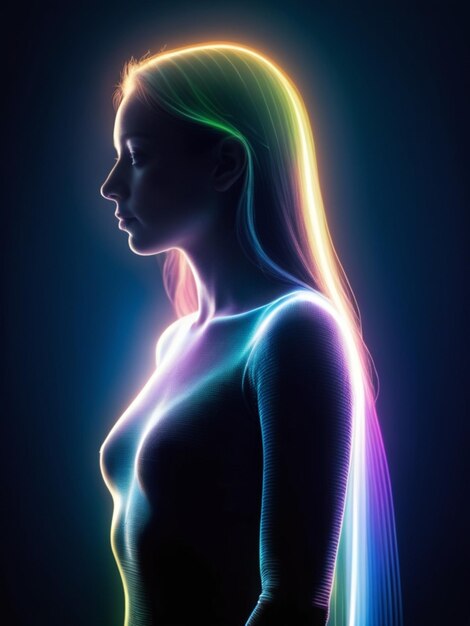 woman made of lights