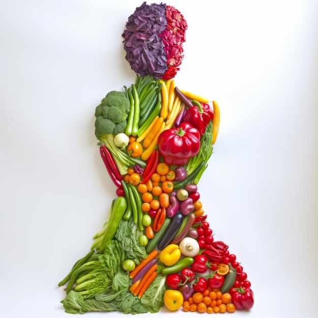 A woman made out of fruits and vegetables