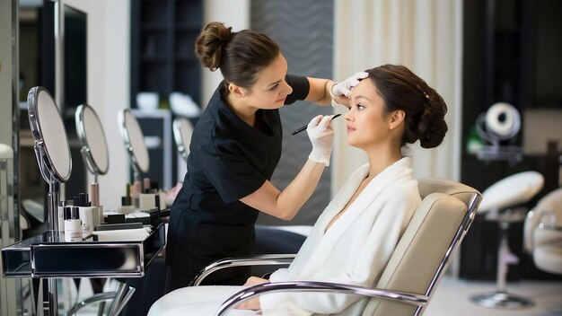 Woman making beauty procedures at a beauty salon