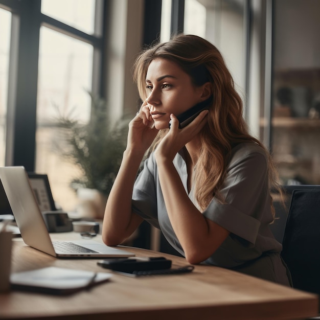 Woman Making a Call in the Office